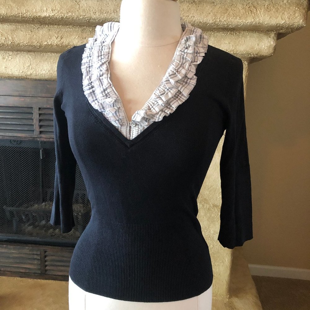 WHBM Sweater Shirt 3/4 sleeve and Ruffles